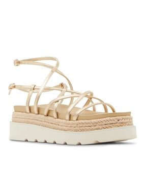 Women's Madden Girl May Metallic Gold Strappy Platform Sandal 59.00 ✨FINAL SALE